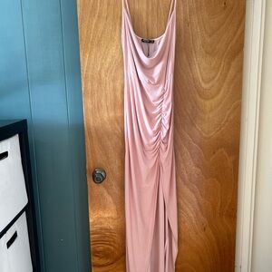 Nasty Gal Soft Pink Ruched Maxi Dress